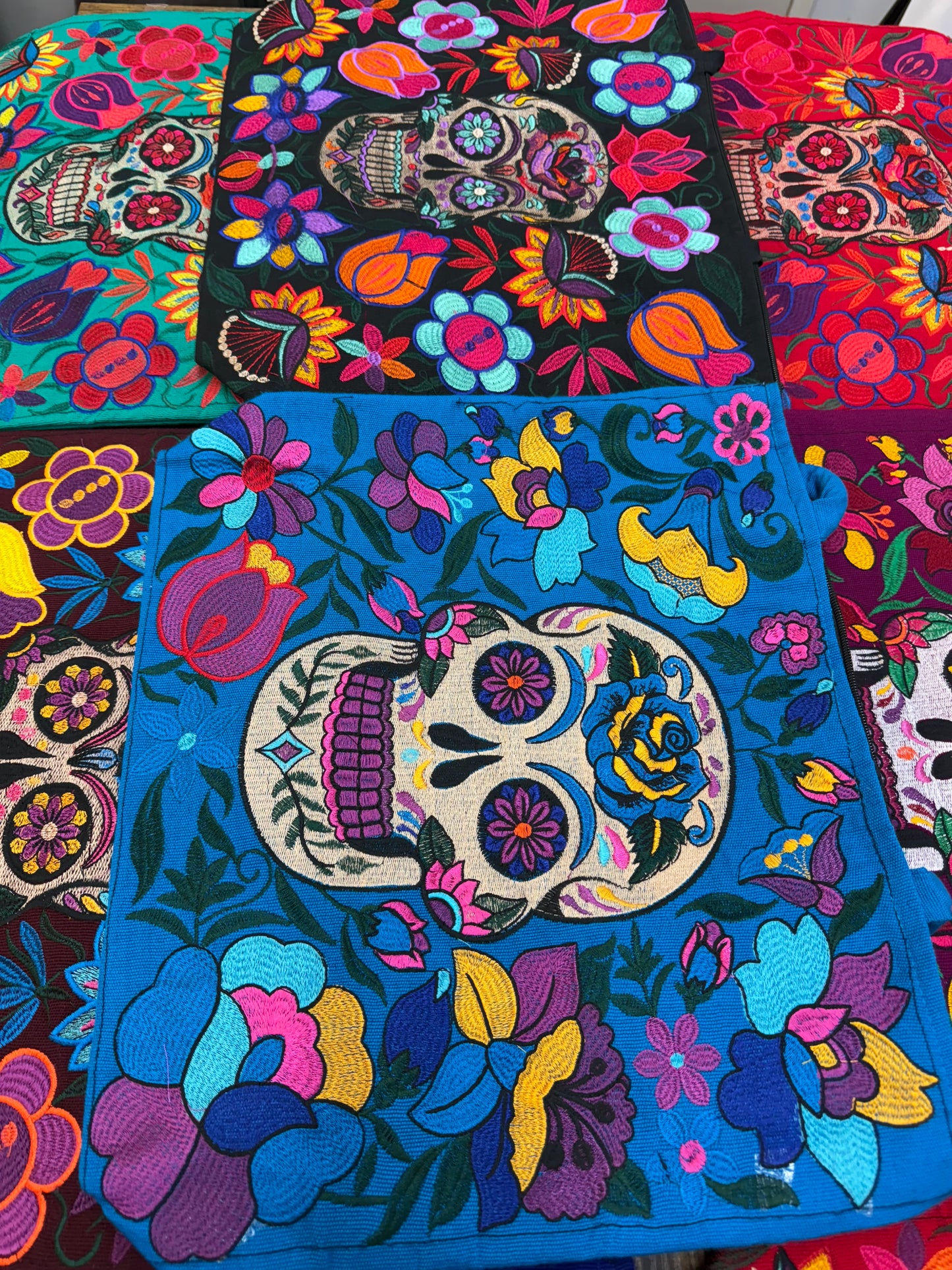 Skull Embroidered Mexican Bag