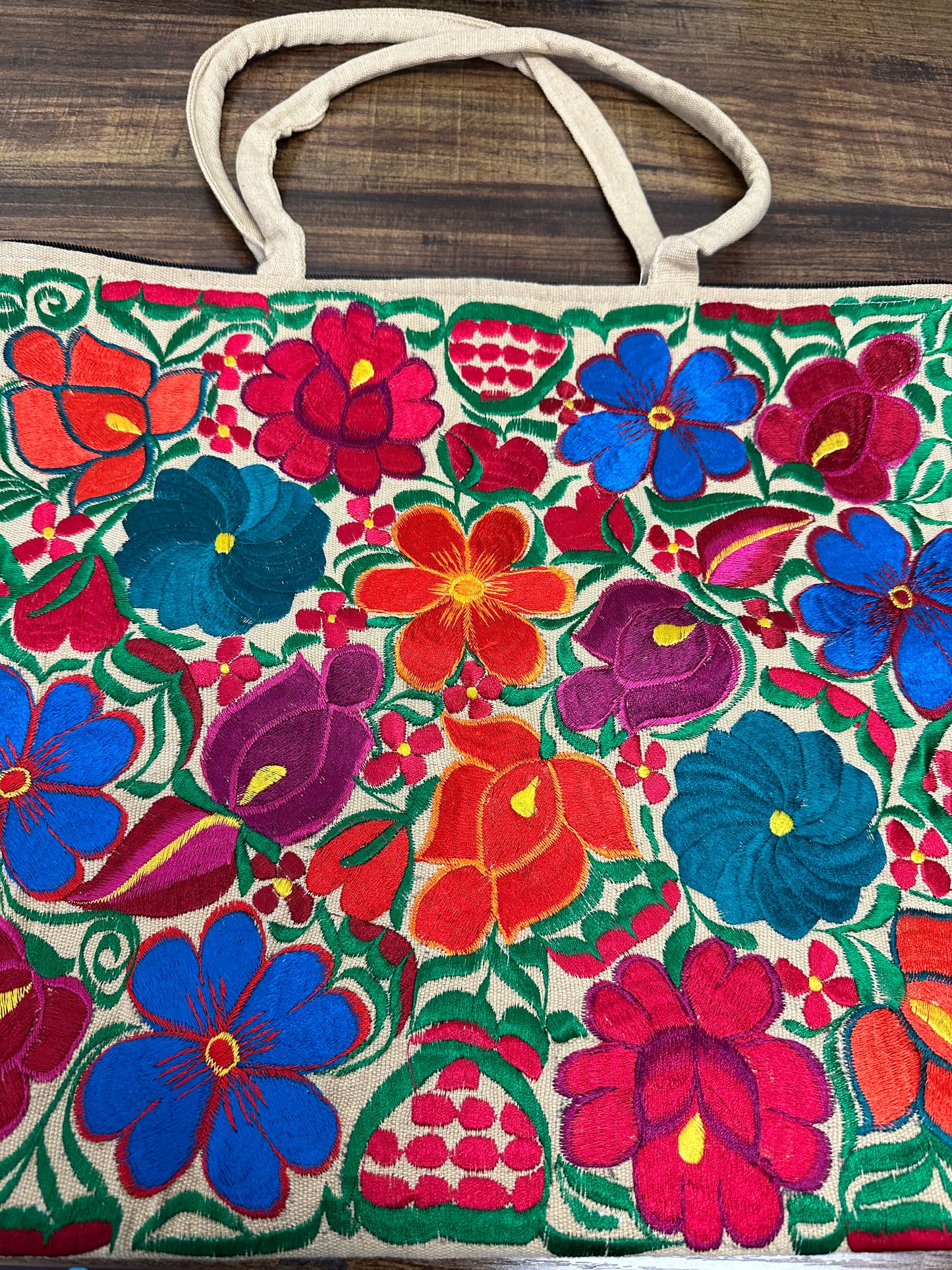 Embroidered Floral and Fauna Tote Bags