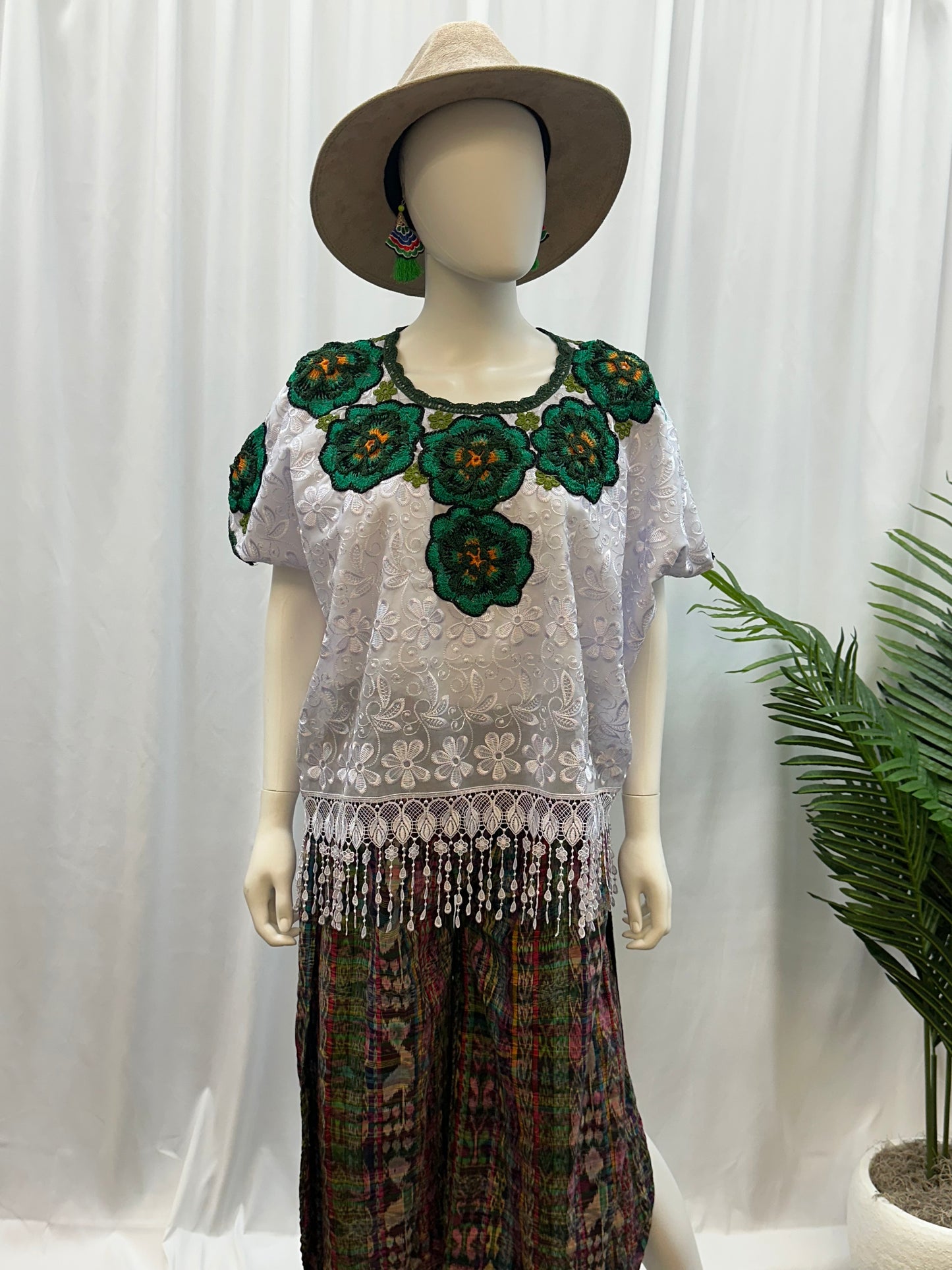 Guatemalan Fringe Crochet Rose Huipil