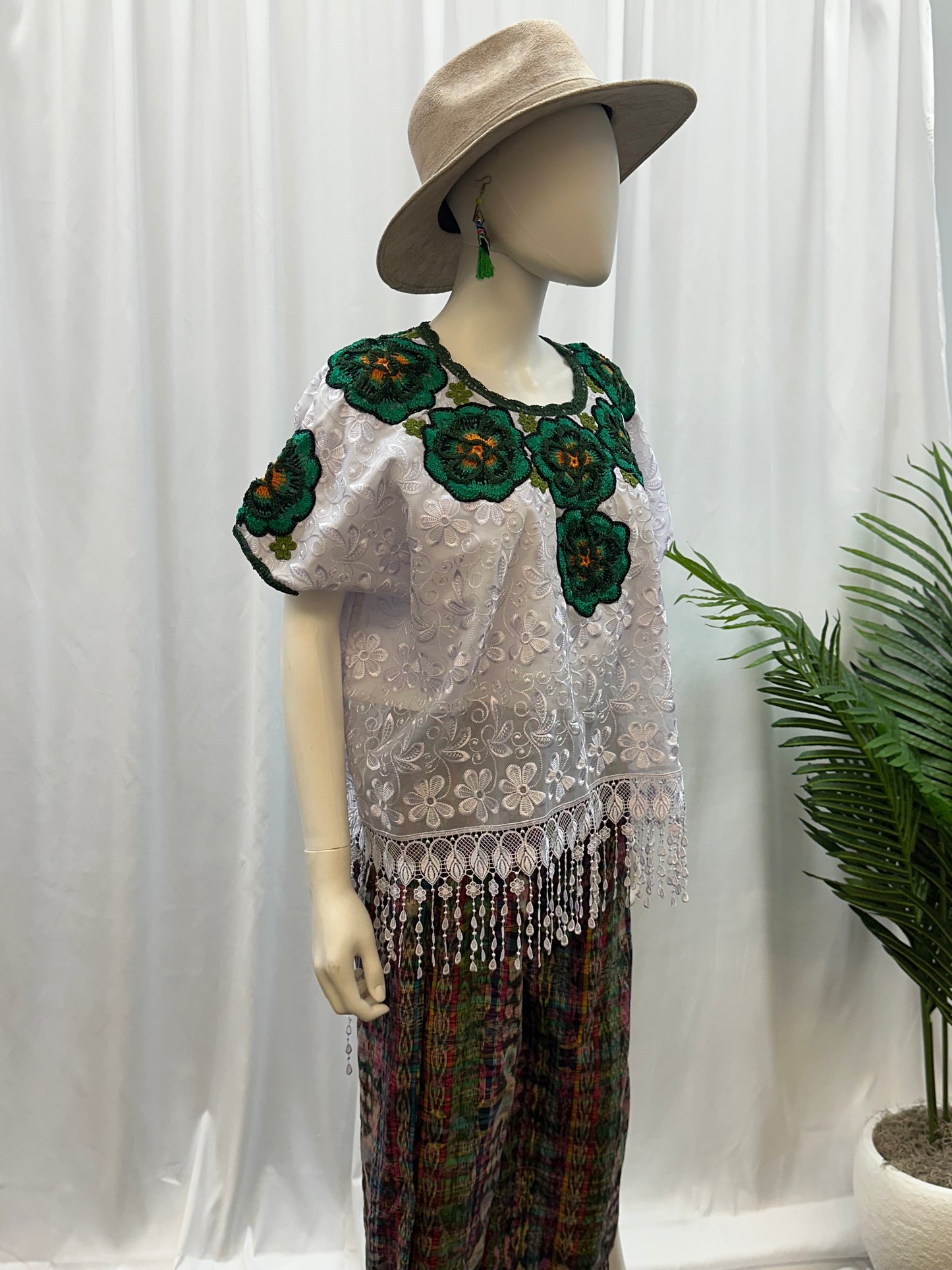 Guatemalan Fringe Crochet Rose Huipil