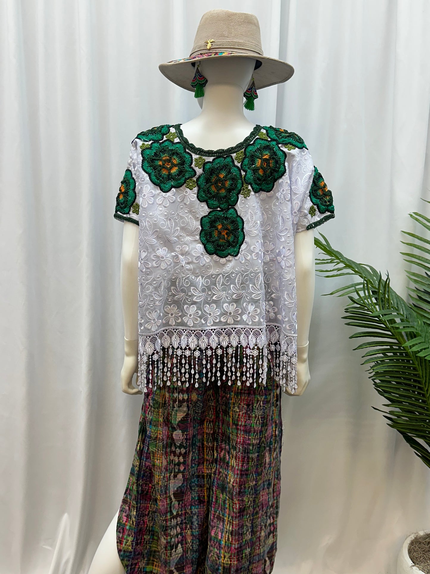 Guatemalan Fringe Crochet Rose Huipil