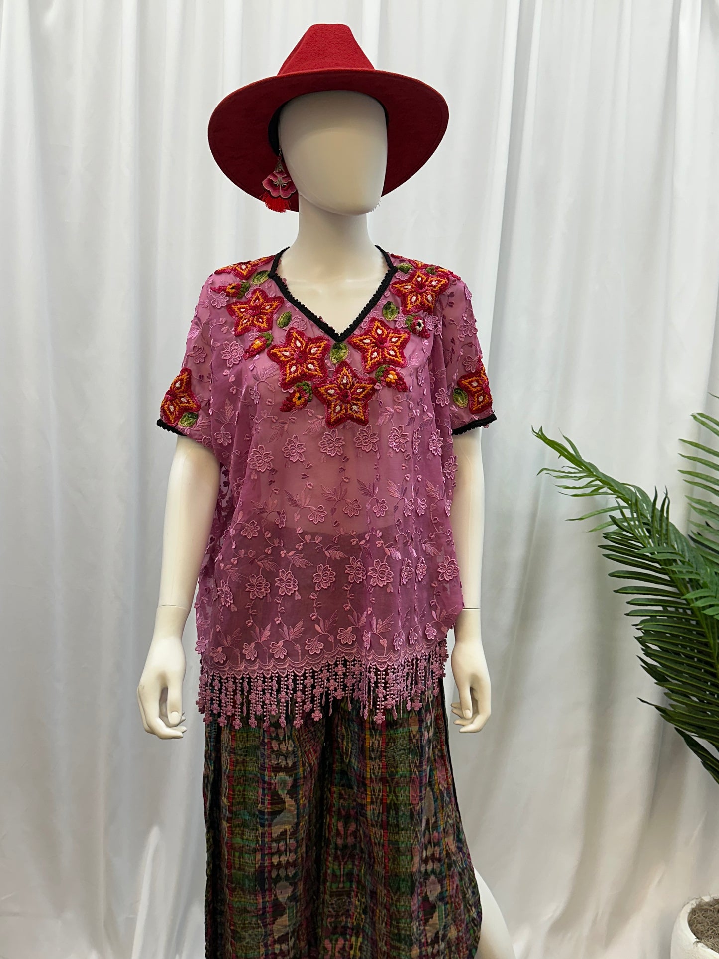 Guatemalan Fringe Crochet Floral Huipil