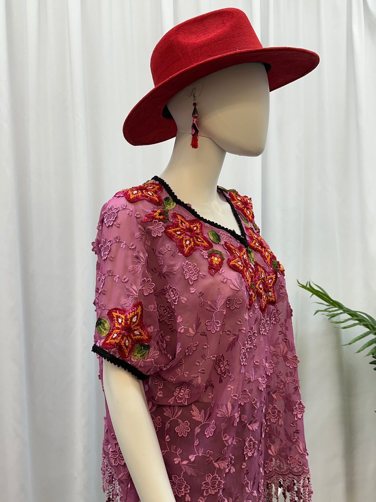 Guatemalan Fringe Crochet Floral Huipil