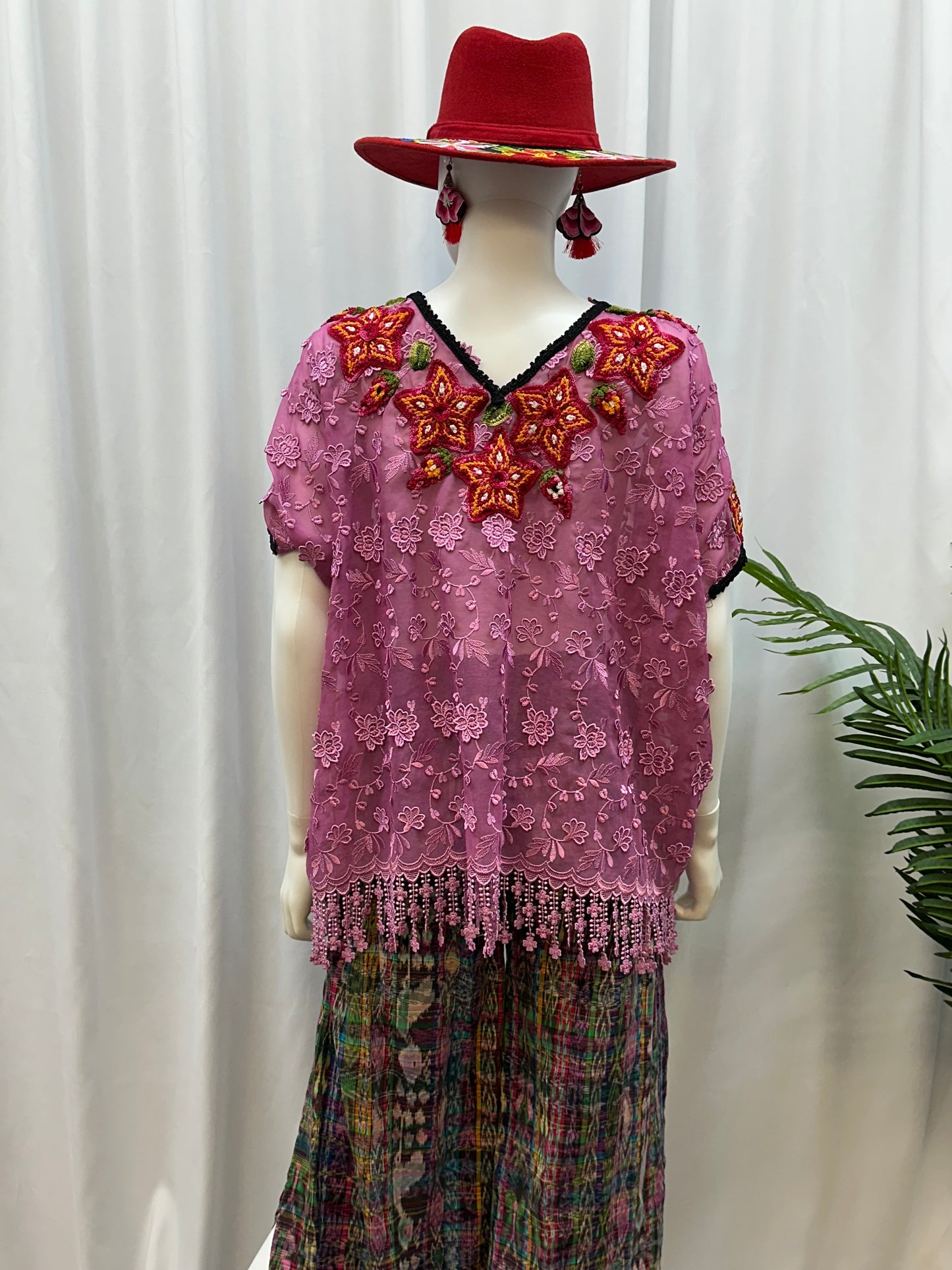 Guatemalan Fringe Crochet Floral Huipil