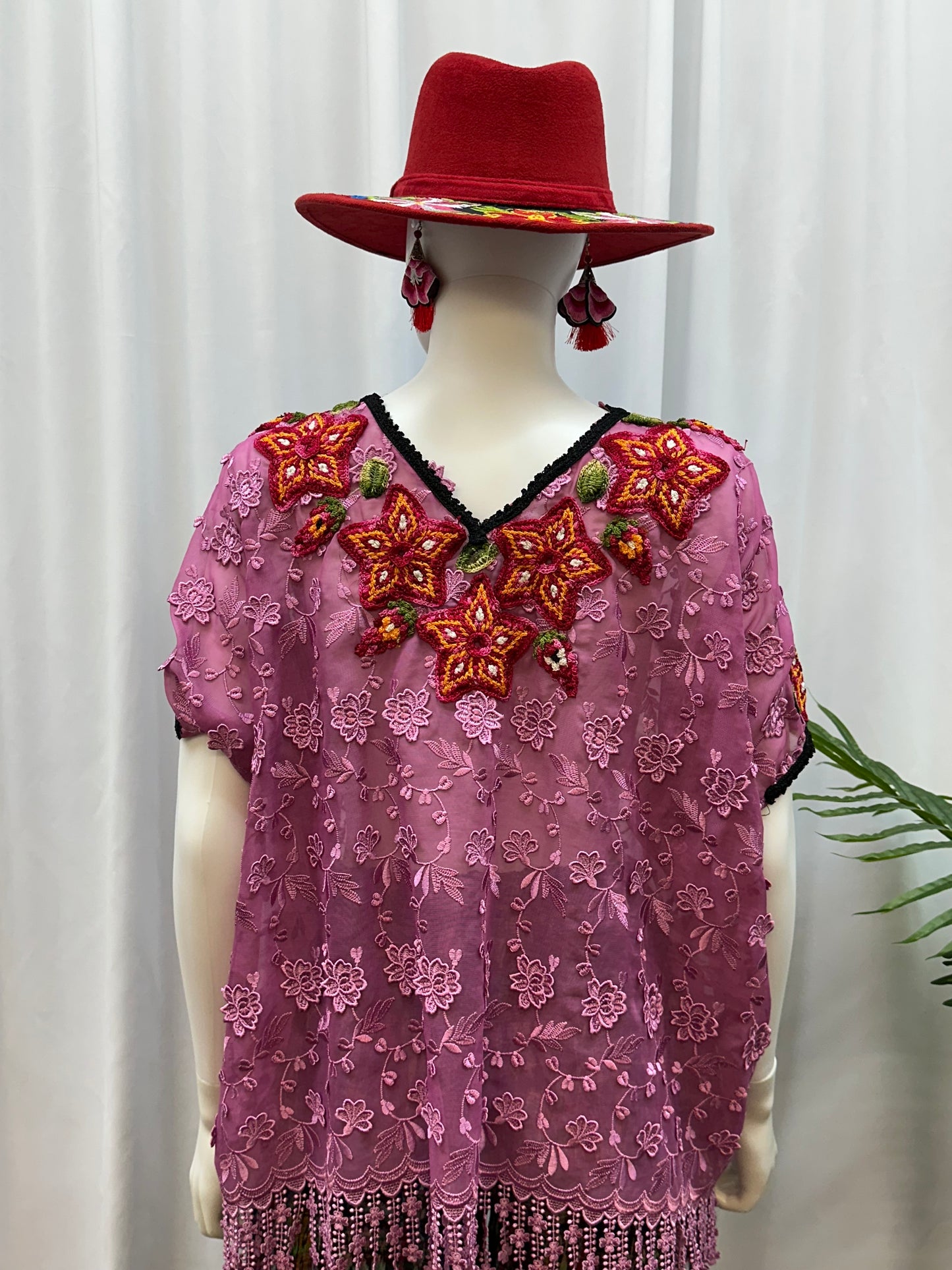 Guatemalan Fringe Crochet Floral Huipil