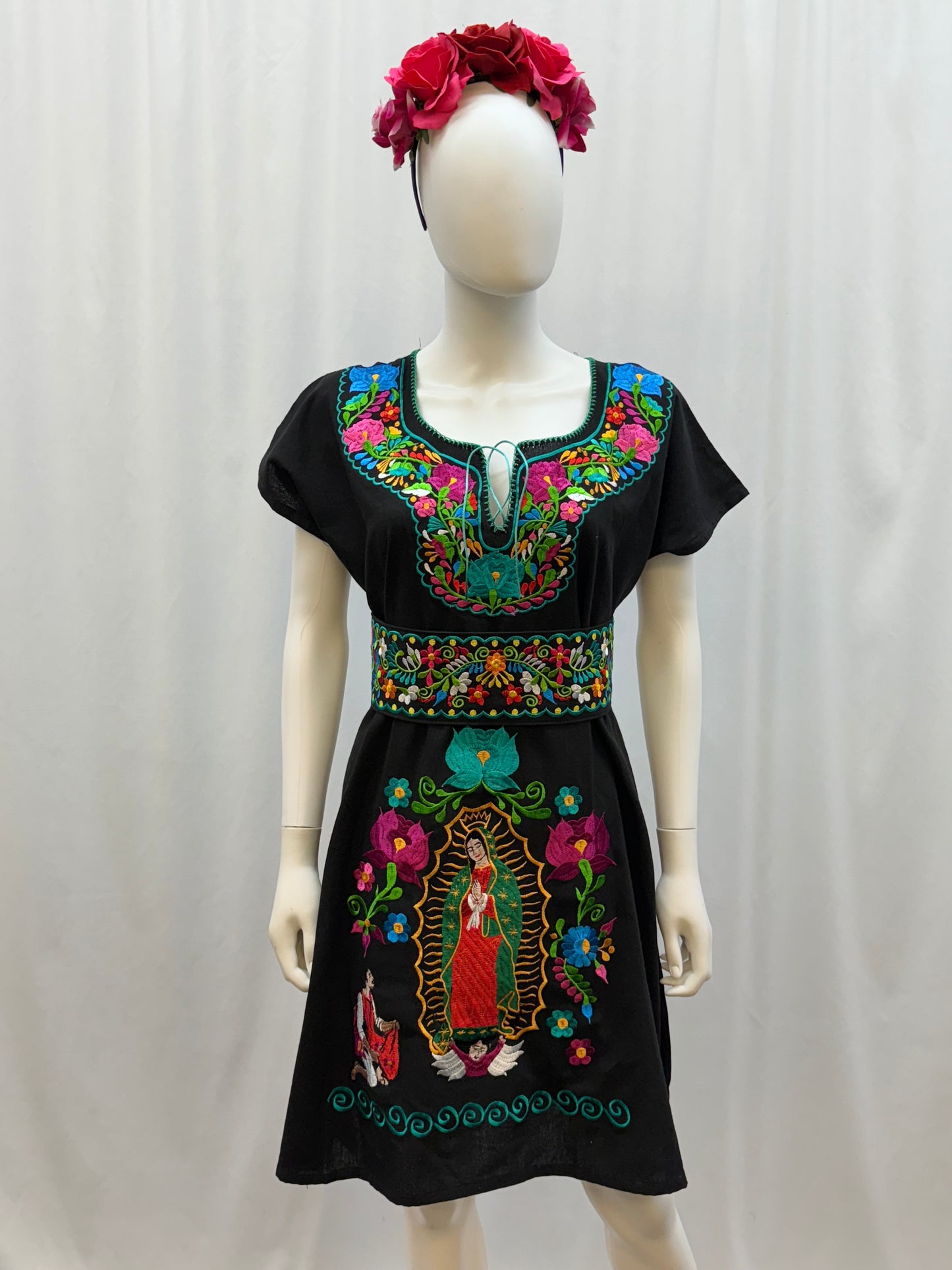 Women's Virgen de Guadalupe Embroidered Dress