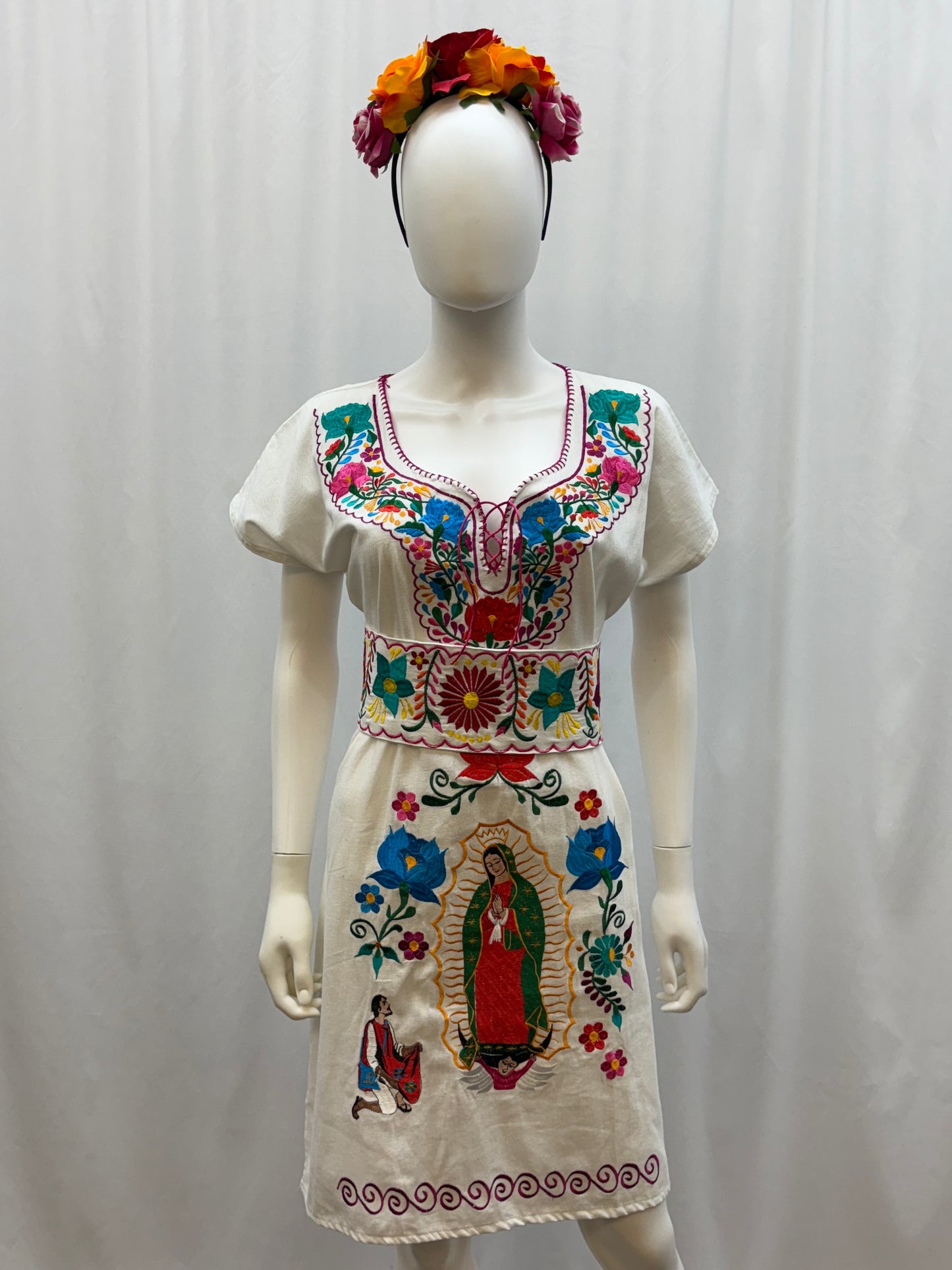 Women's Virgen de Guadalupe Embroidered Dress