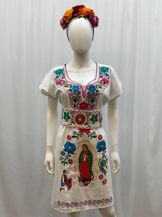 Women's Virgen de Guadalupe Embroidered Dress