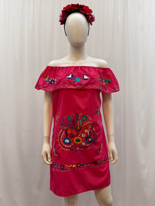 Women's Mexican Embroidered Floral Dress