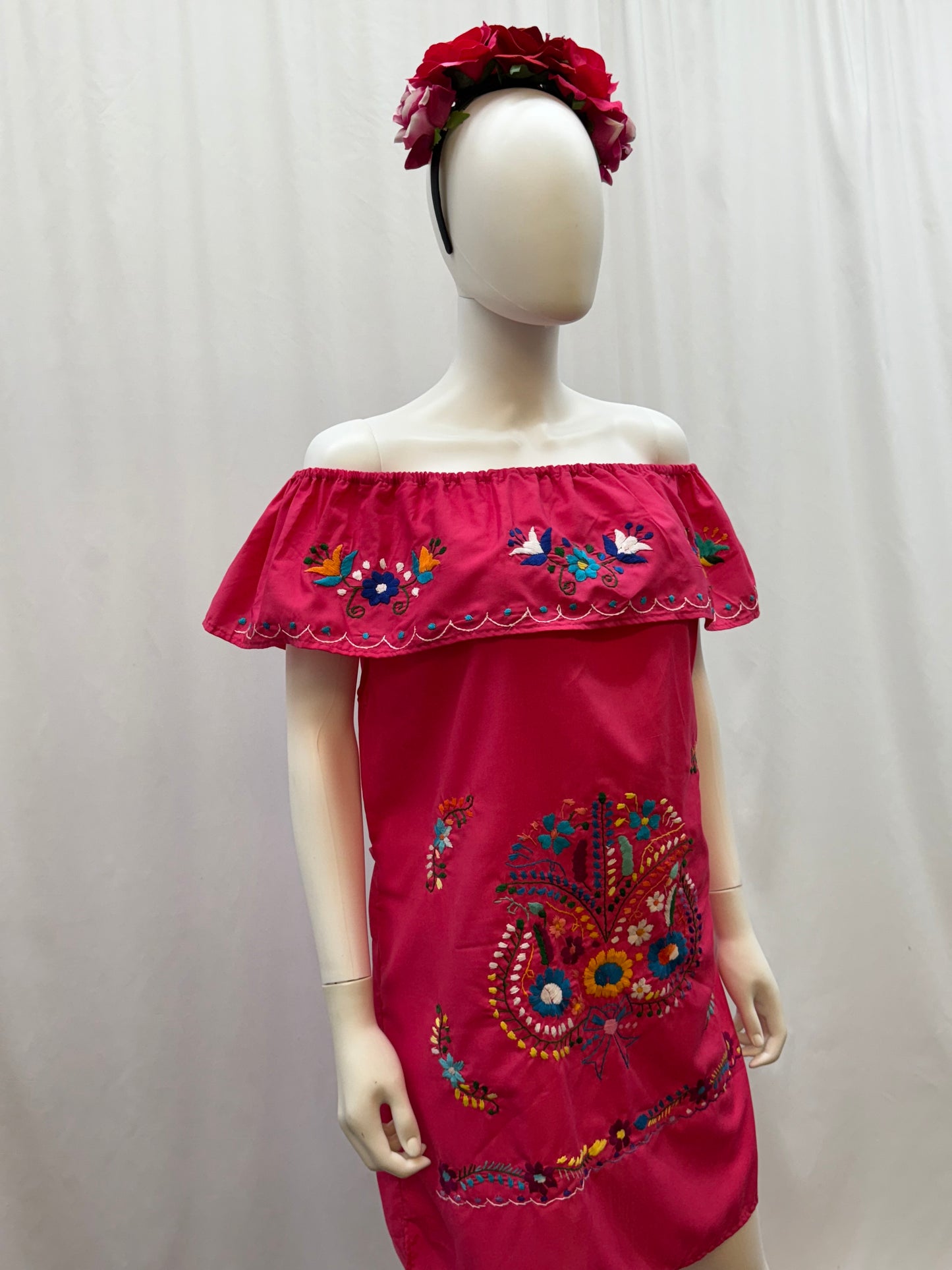 Women's Mexican Embroidered Floral Dress