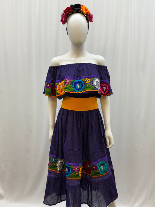 Women's Mexican Floral Embroidered Dress