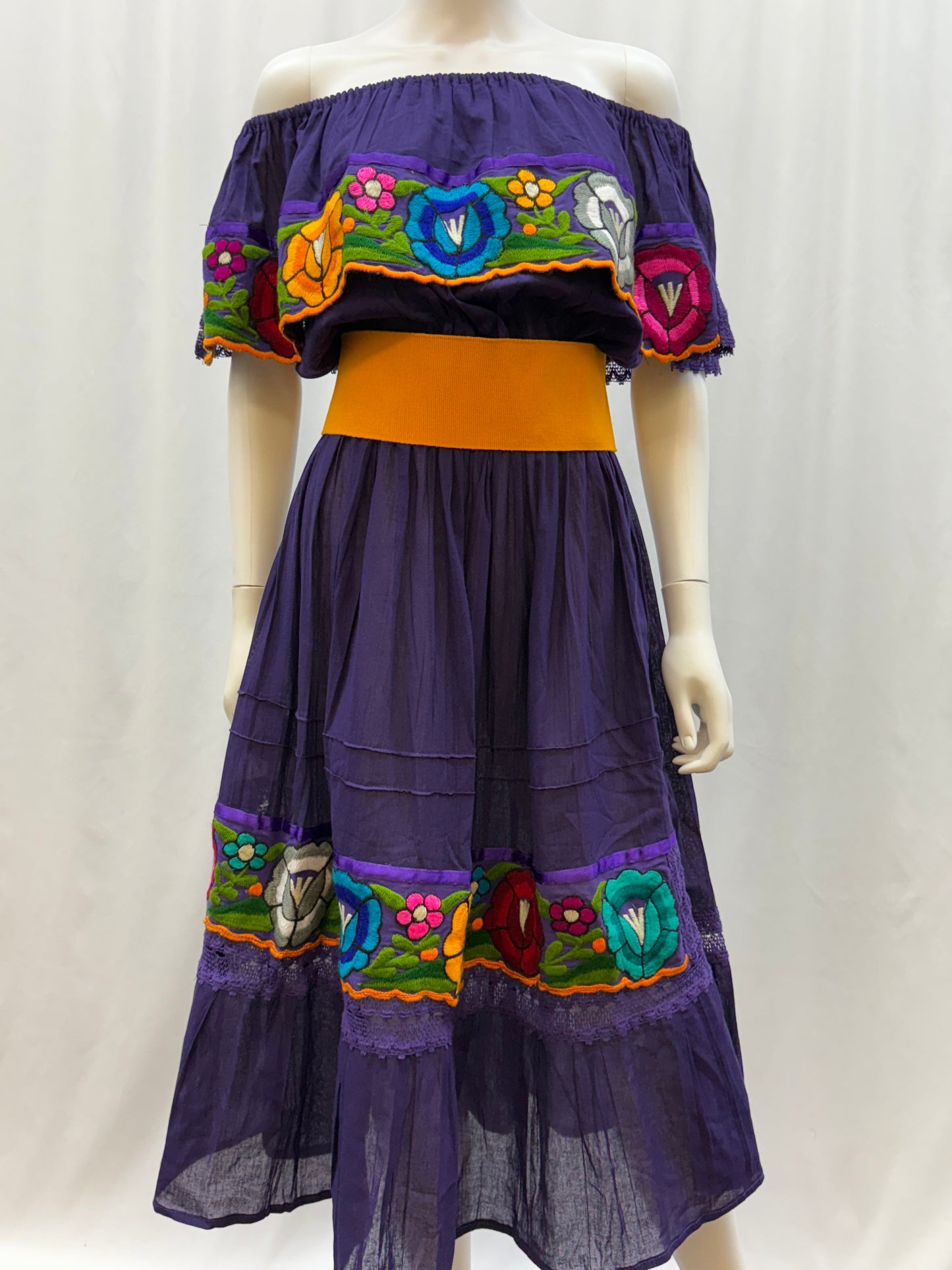 Women's Mexican Floral Embroidered Dress