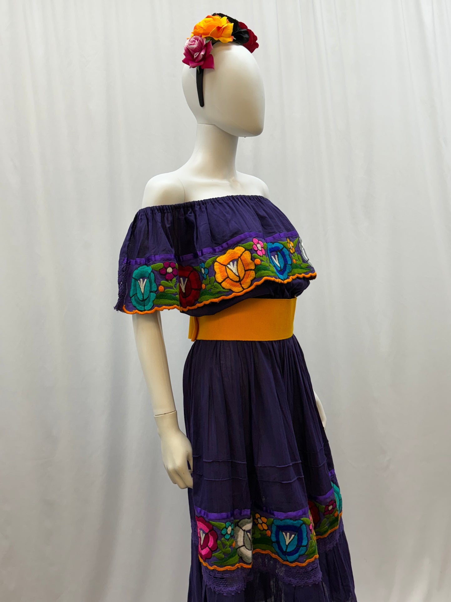 Women's Mexican Floral Embroidered Dress