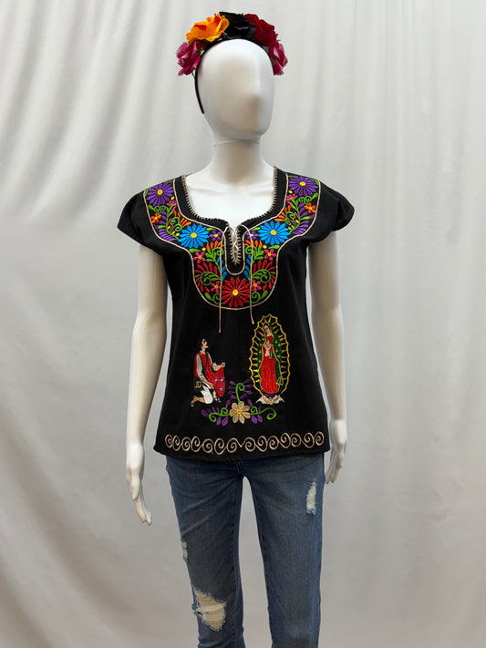 Women's Virgen de Guadalupe Embroidered Blouse