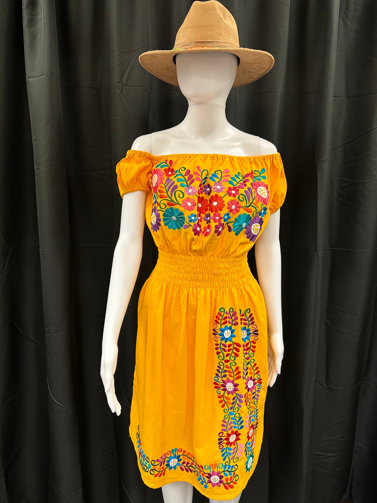 Women's Guatemalan Embroidered Dress with Elastic Waist