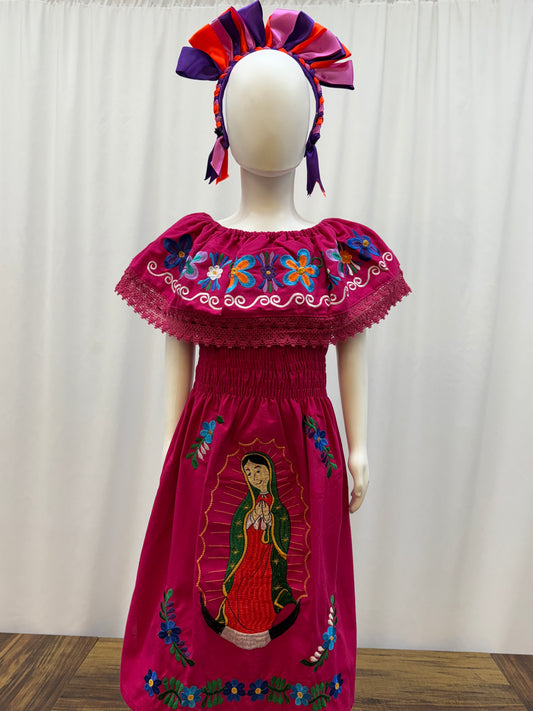 Girl's Virgen de Guadalupe Embroidered Dress