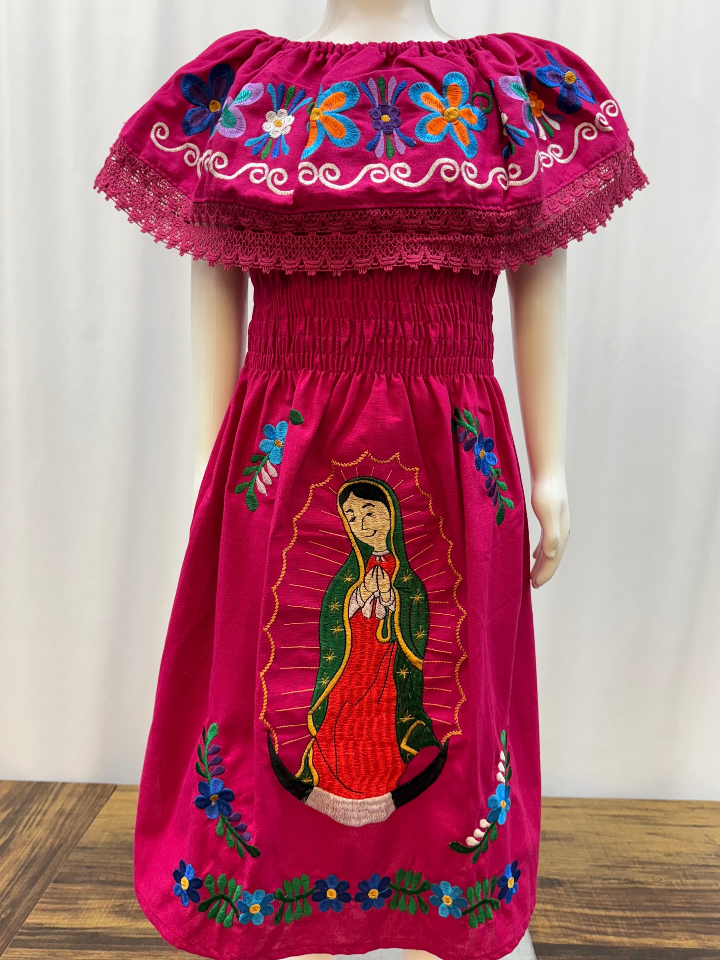 Girl's Mexican Virgen de Gudalupe Embroidered Dress