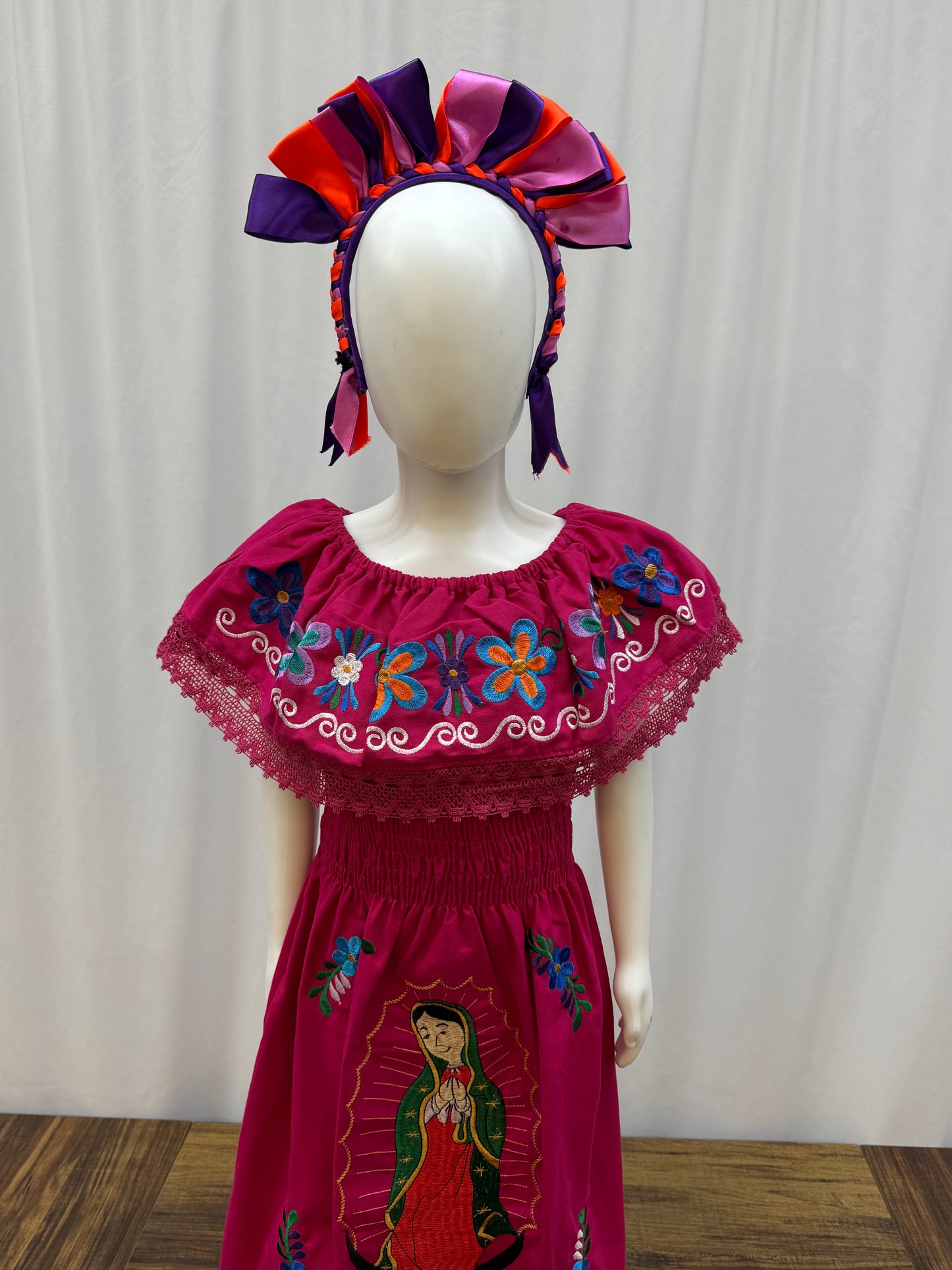 Girl's Virgen de Guadalupe Embroidered Dress