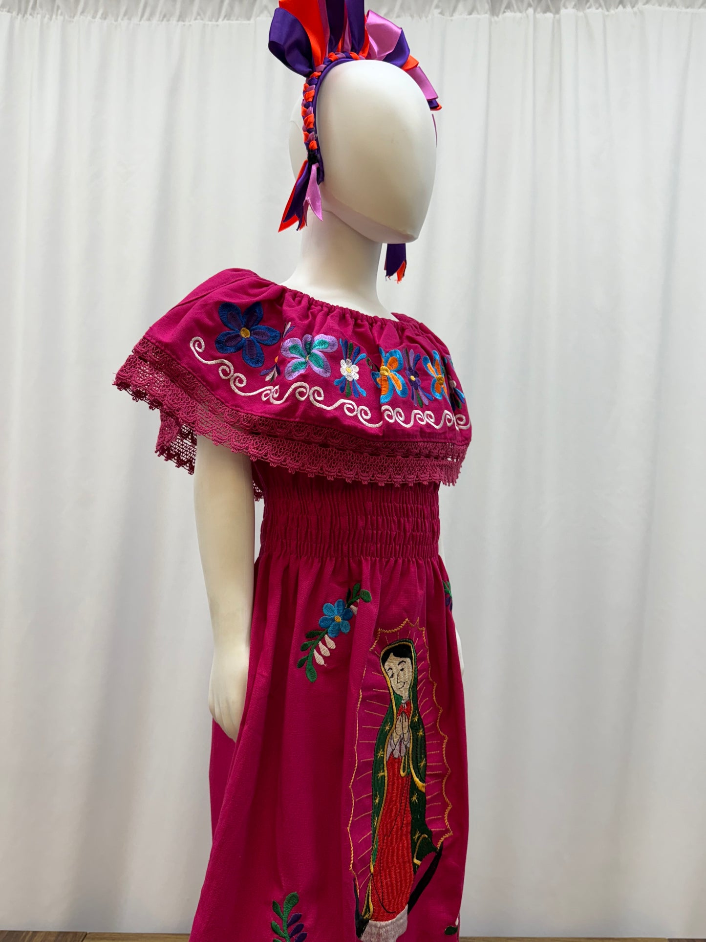 Girl's Virgen de Guadalupe Embroidered Dress