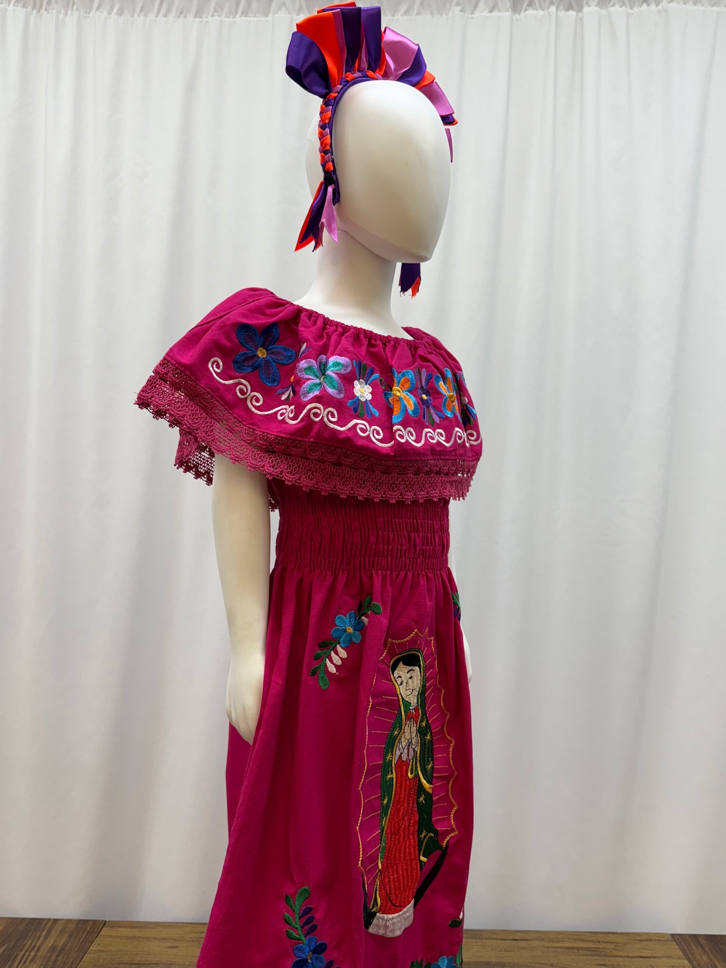 Girl's Mexican Virgen de Gudalupe Embroidered Dress