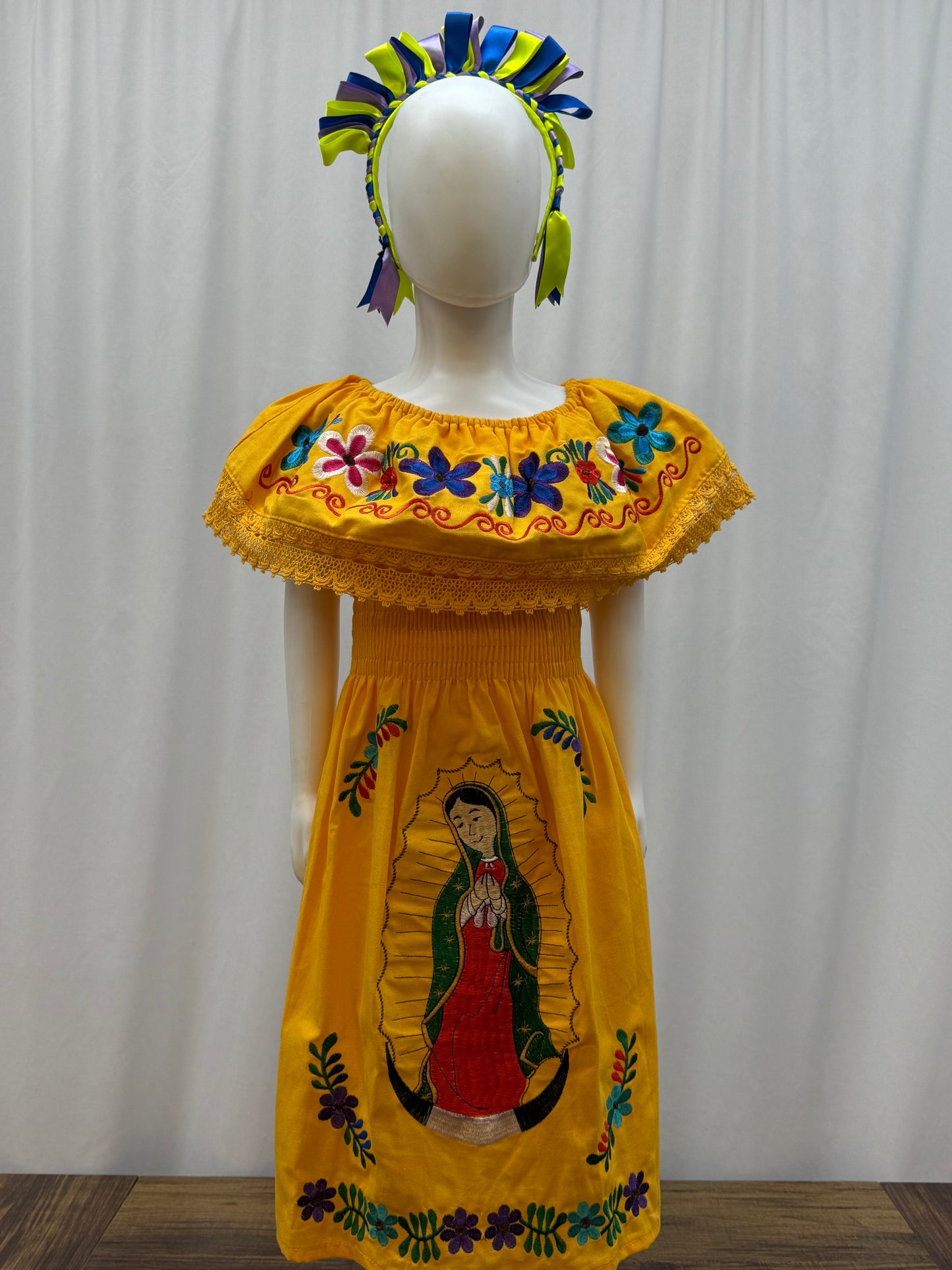 Girl's Virgen de Guadalupe Embroidered Dress