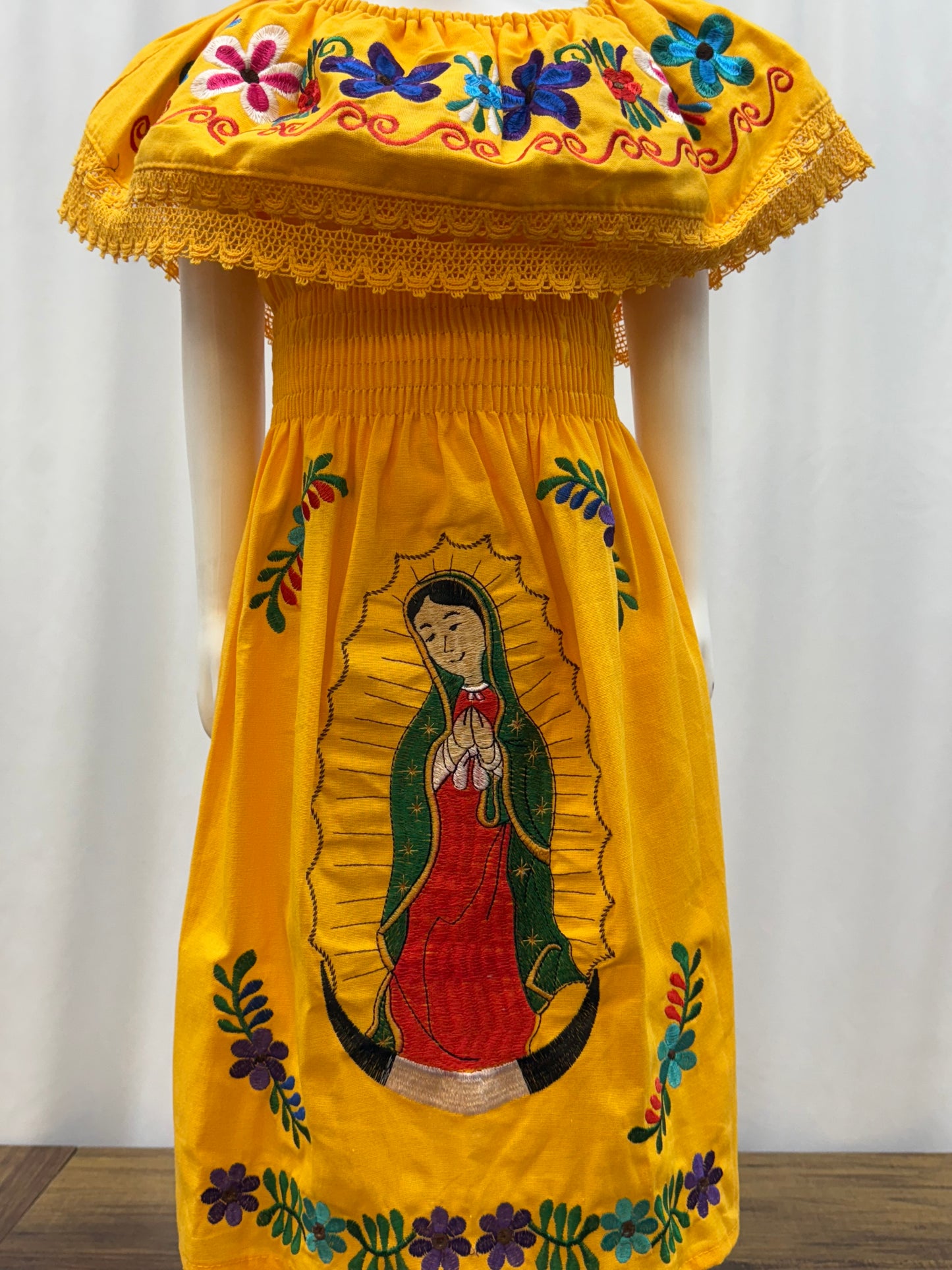 Girl's Virgen de Guadalupe Embroidered Dress