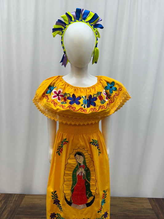 Girl's Virgen de Guadalupe Embroidered Dress
