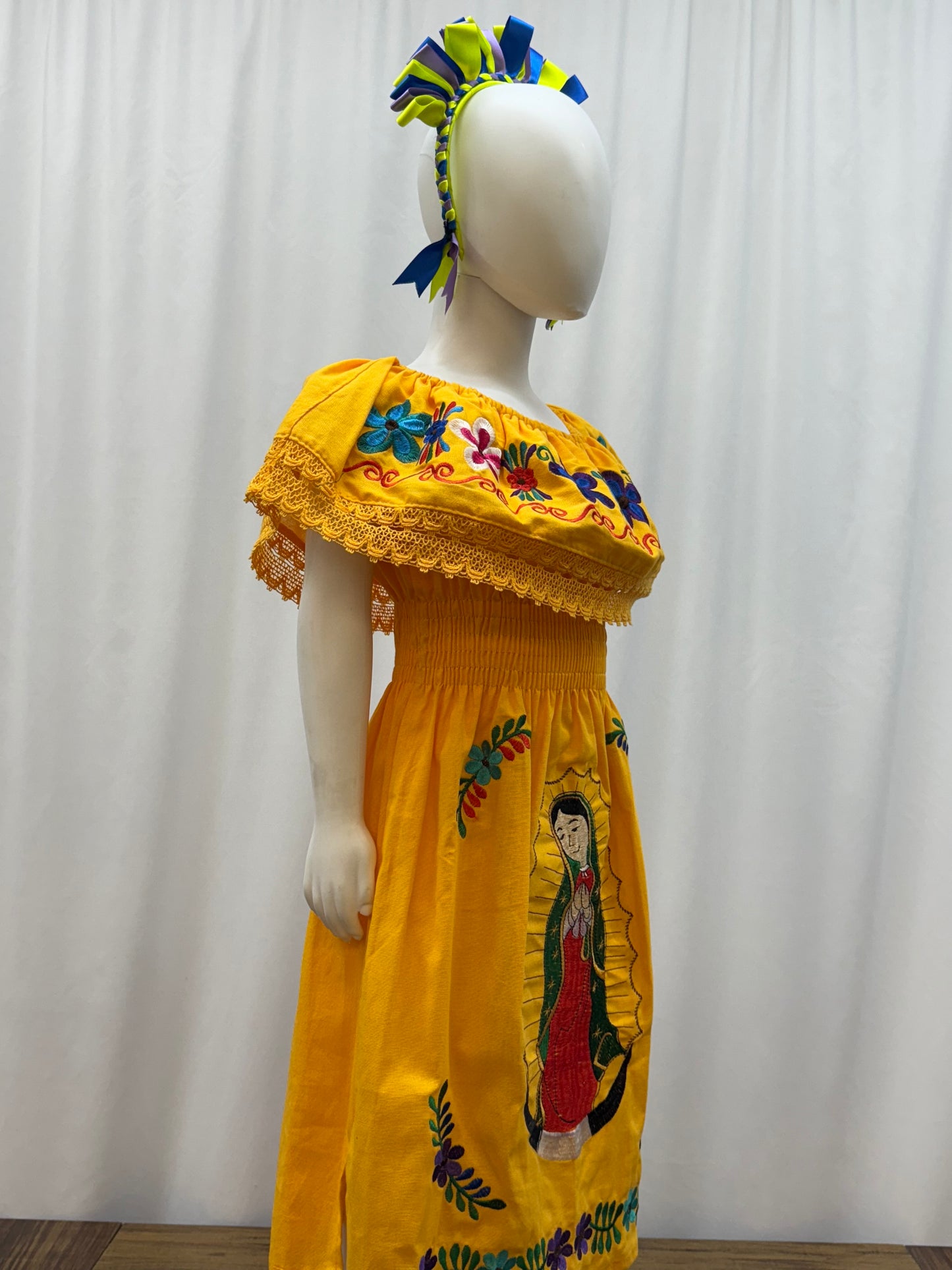 Girl's Virgen de Guadalupe Embroidered Dress