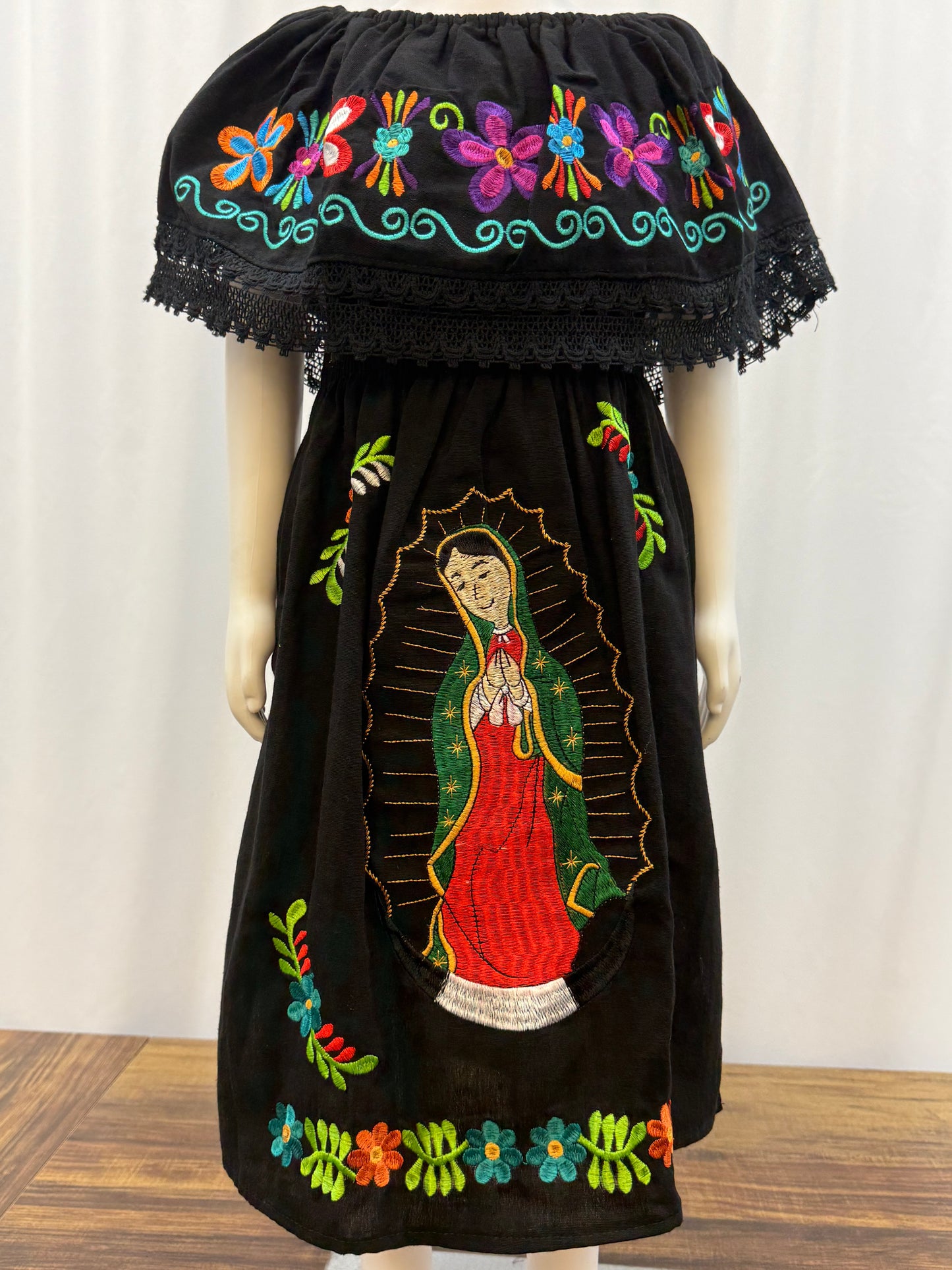 Girl's Virgen de Guadalupe Embroidered Dress
