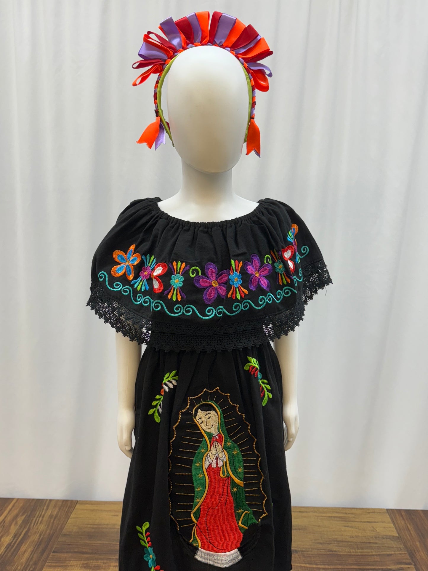 Girl's Virgen of Guadalupe Embroidered Dress