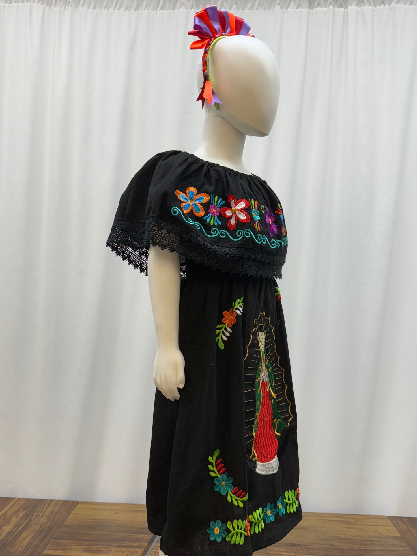 Girl's Virgen of Guadalupe Embroidered Dress