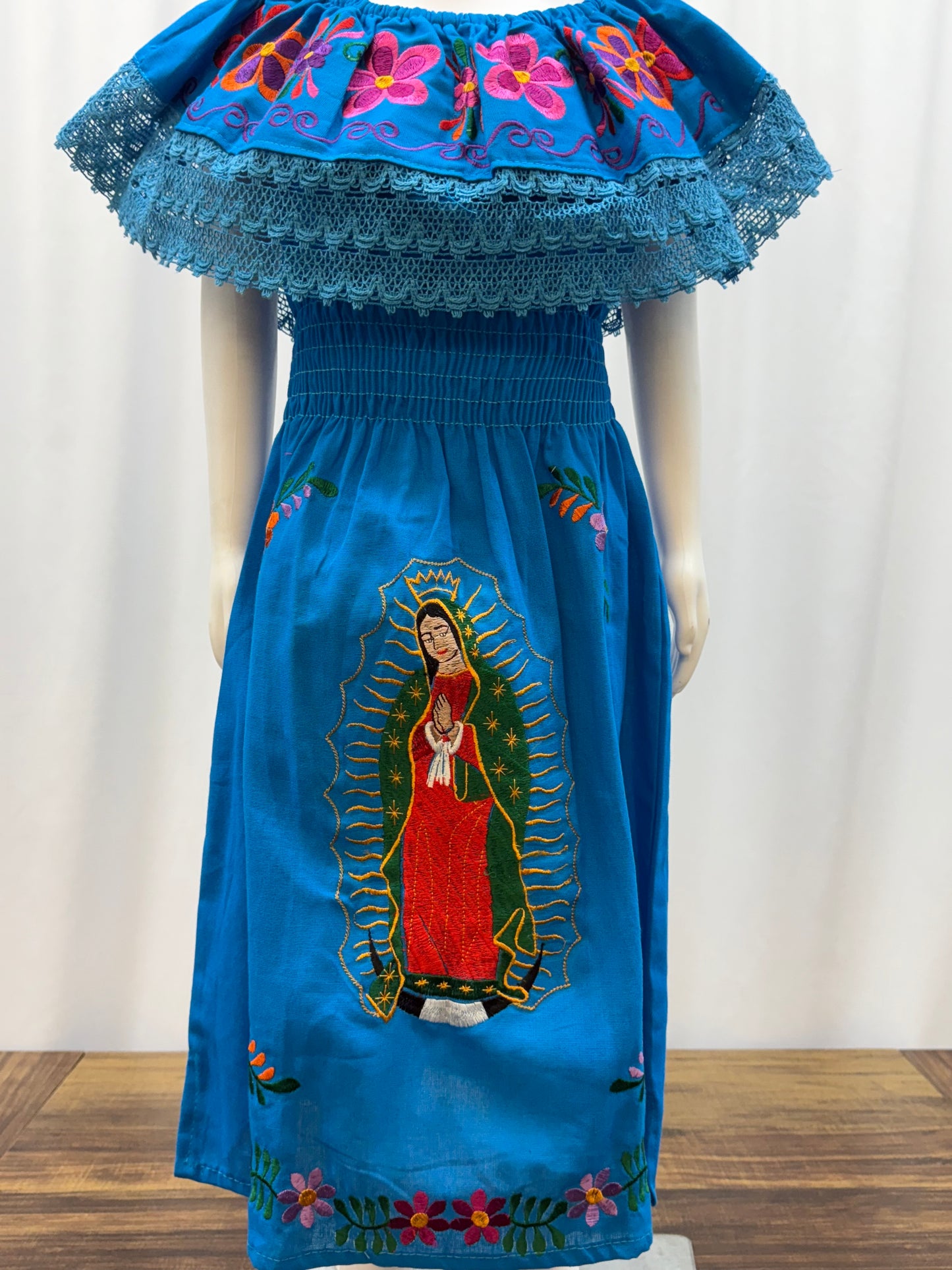 Girl's Virgen of Guadalupe Embroidered Dress