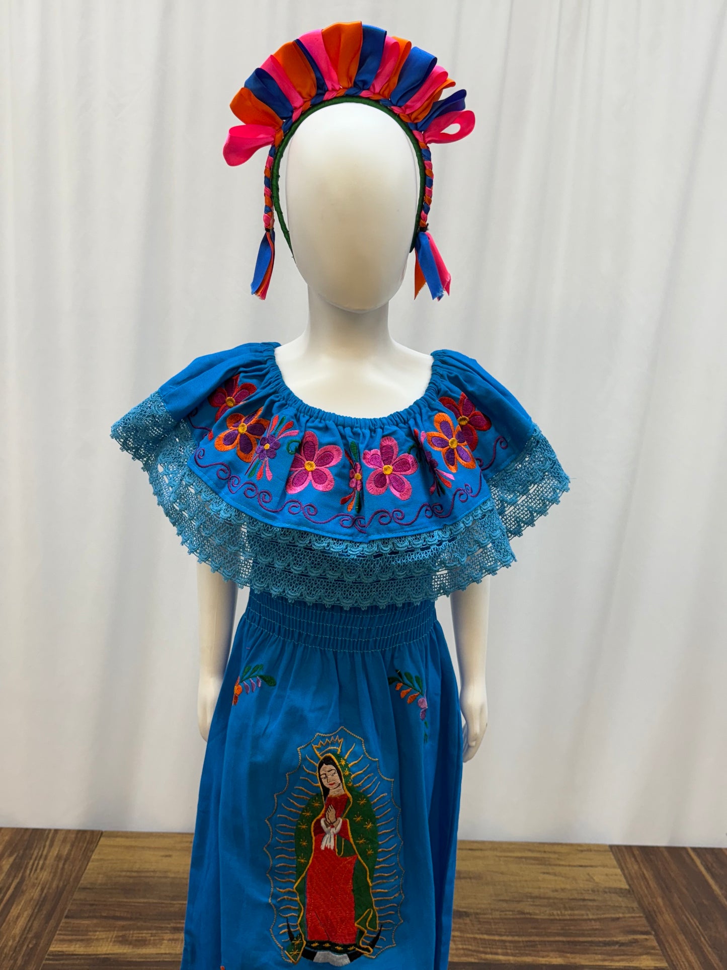Girl's Virgen of Guadalupe Embroidered Dress
