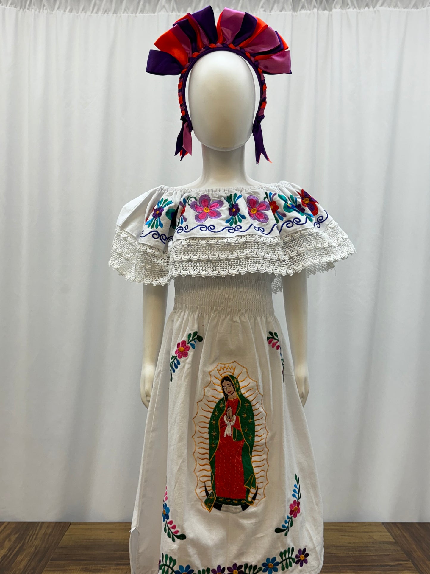 Girl's Virgen de Guadalupe Embroidered Dress