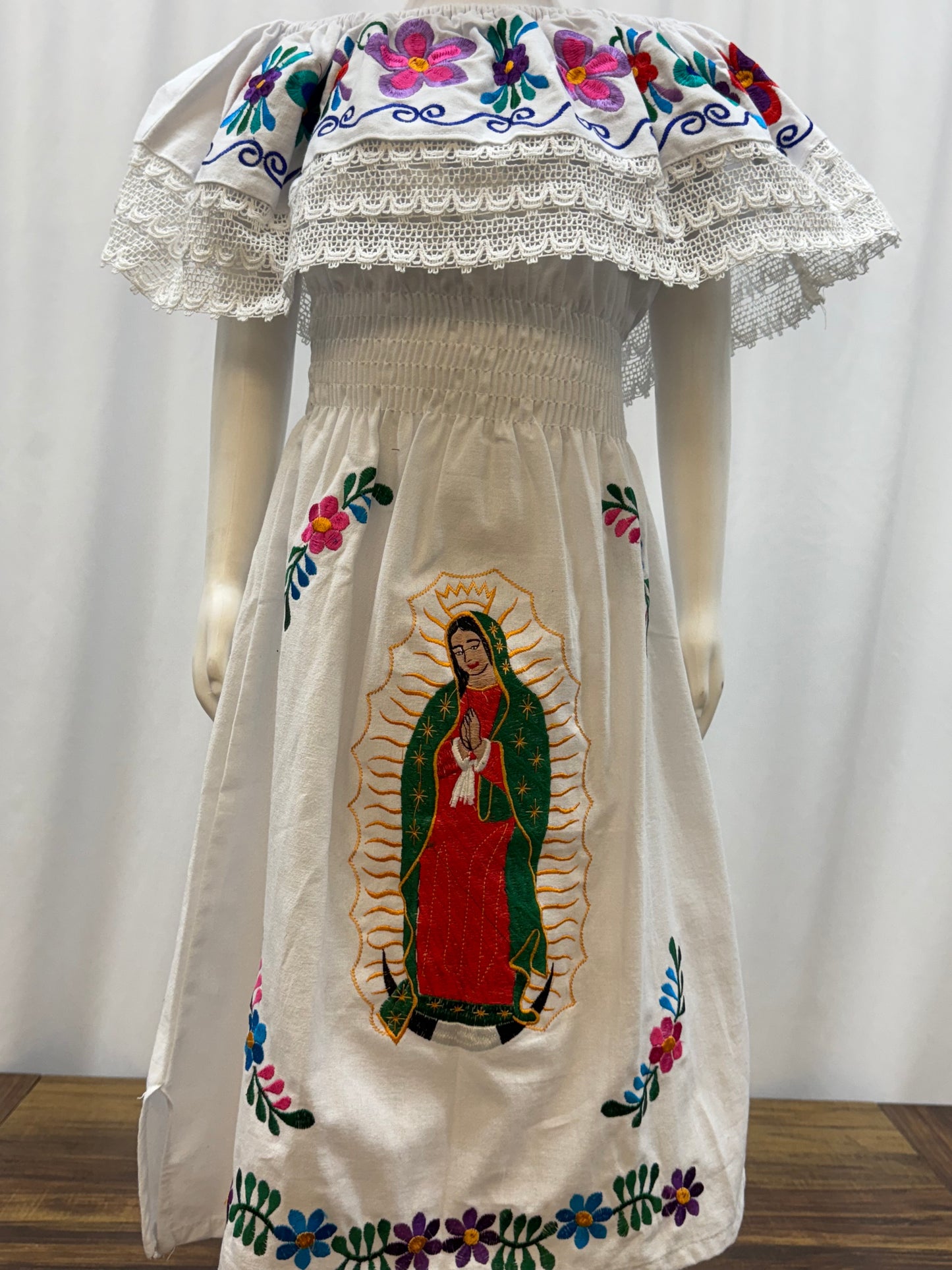Girl's Virgen de Guadalupe Embroidered Dress