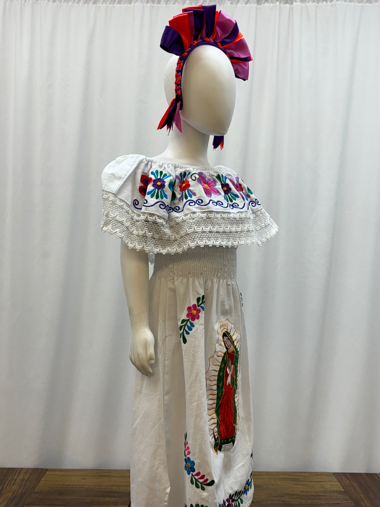Girl's Virgen de Guadalupe Embroidered Dress