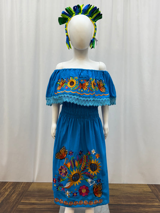 Girl's Sunflower Embroidered Dress