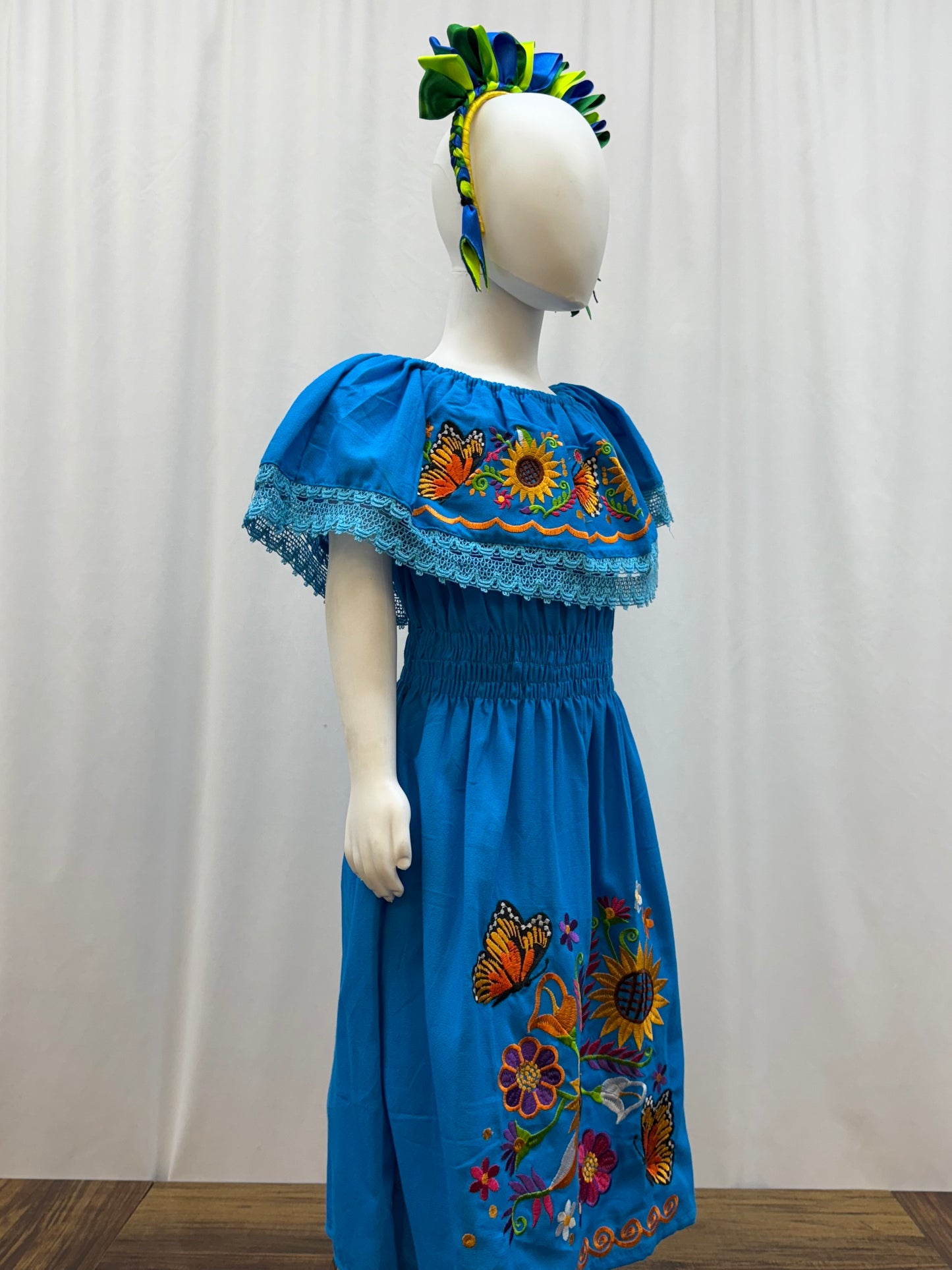 Girl's Sunflower Embroidered Dress