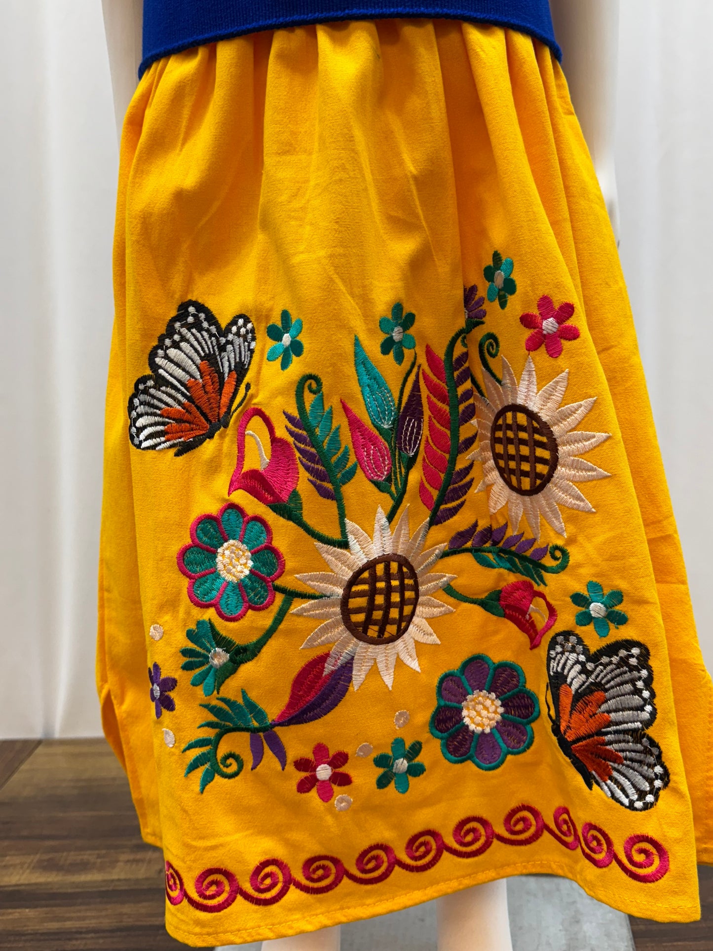 Girl's Sunflower Embroidered  Dress
