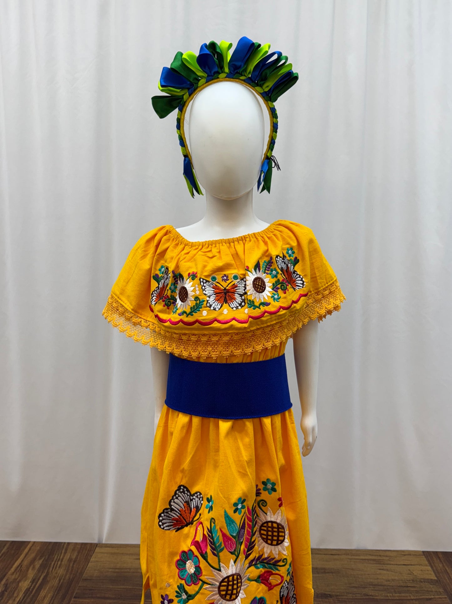 Girl's Sunflower Embroidered  Dress
