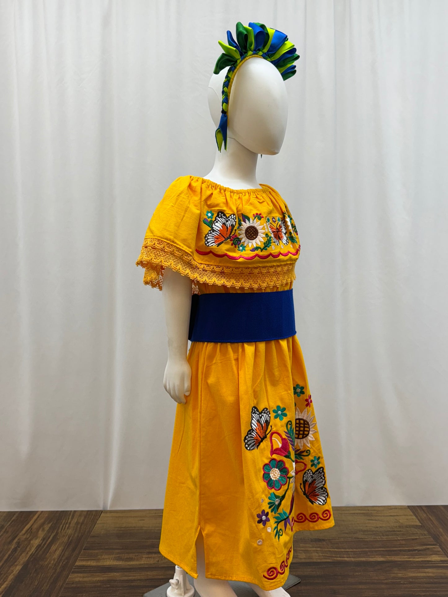 Girl's Sunflower Embroidered  Dress