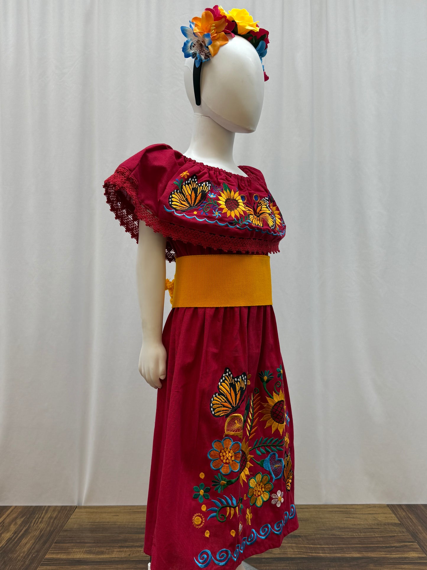 Girl's Sunflower Embroidered Dress