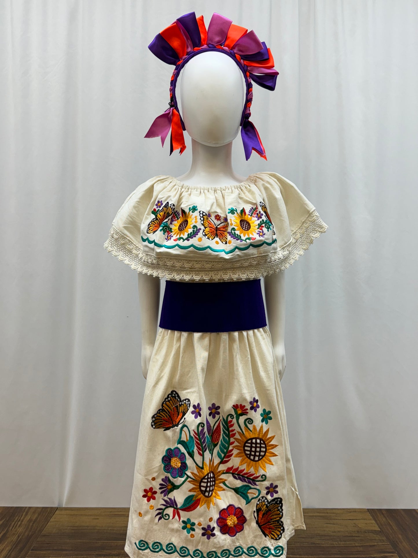 Girl's Sunflower Embroidered Dress