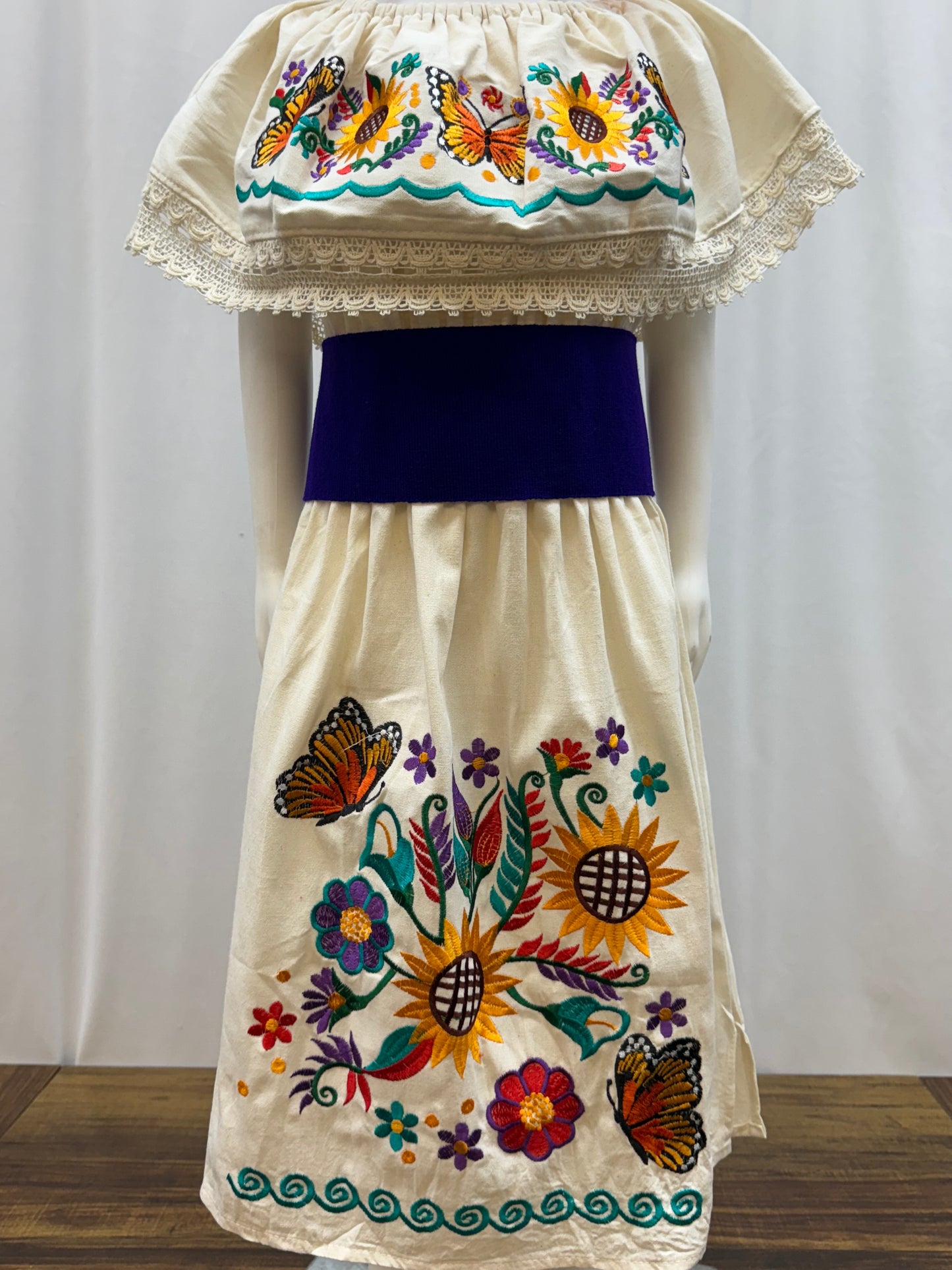 Girl's Sunflower Embroidered Dress