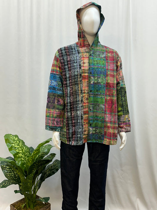 Guatemalan Textile Patchwork Hoodie Shirt