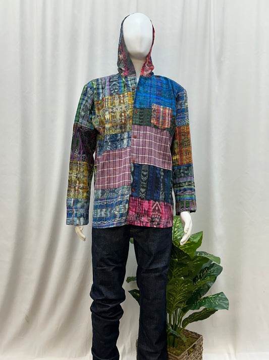 Guatemalan Textile Patchwork Hoddie Shirt