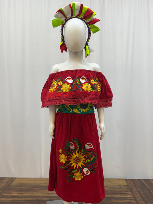 Girl's Calla Lily Embroidered Dress