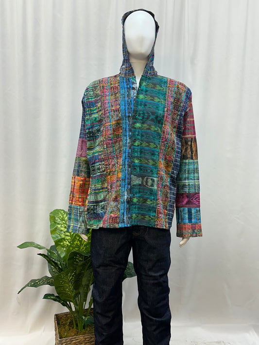 Guatemalan Textile Patchwork Hoddie Shirt