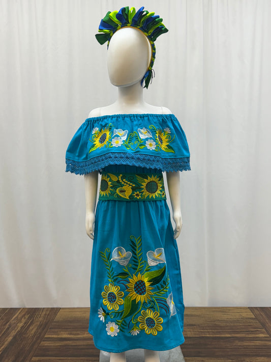 Girl's Calla Lily Embroidered Dress