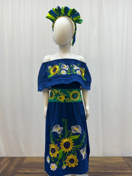 Girl's Calla Lily Embroidered Dress